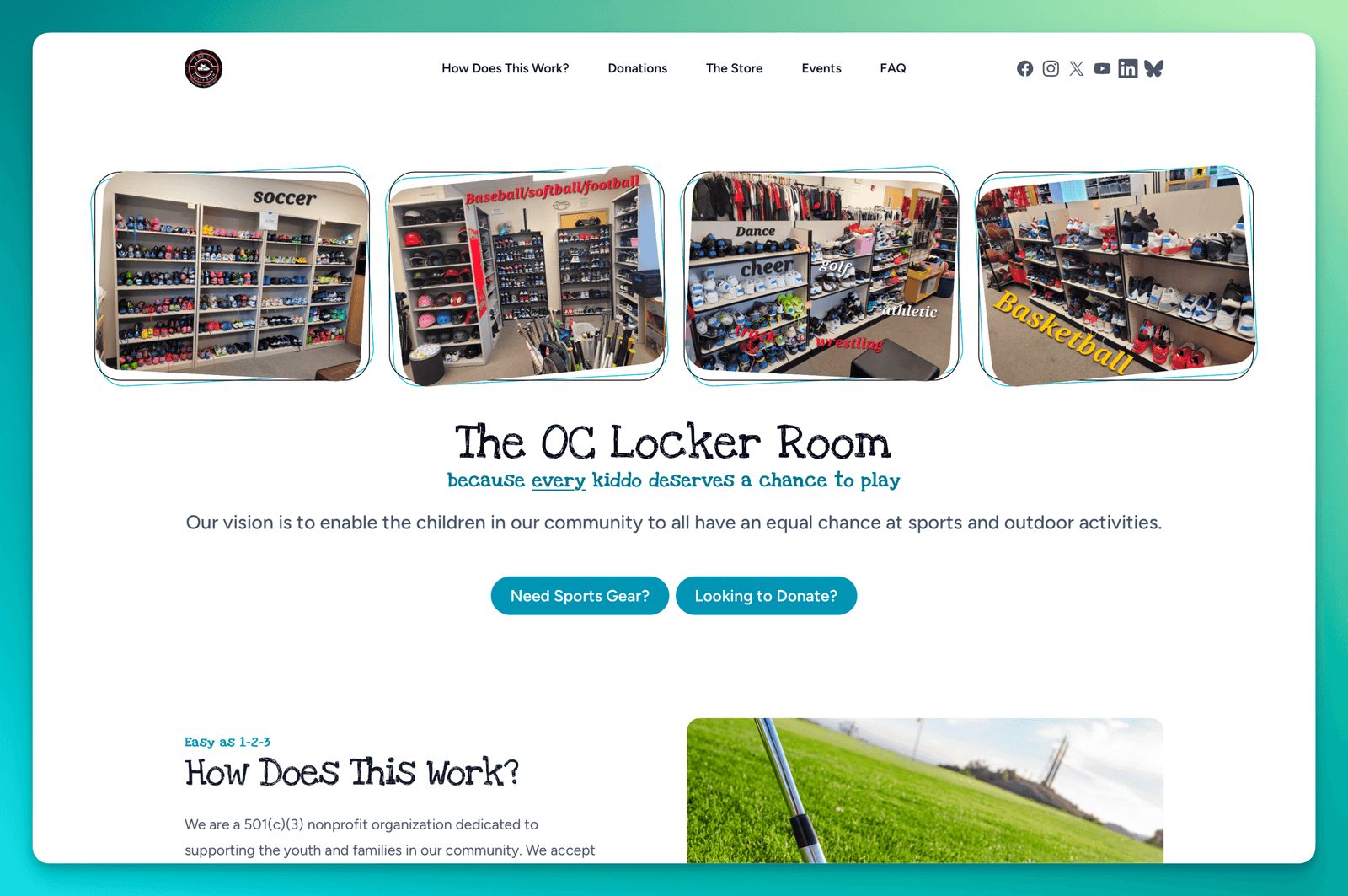 The OC Locker Room Home Page Screenshot
